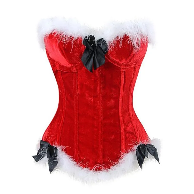 Frauen Gothic Faux Fun Hem Bowknot Chrismas Overbust Korsetts