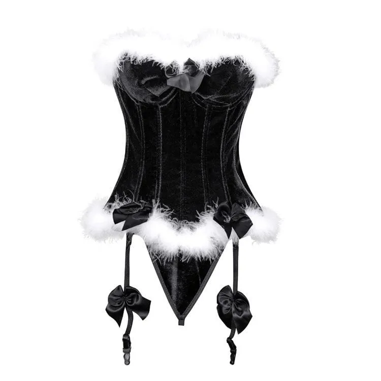Frauen Gothic Faux Fun Hem Bowknot Chrismas Overbust Korsetts