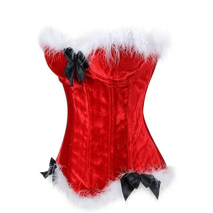 Frauen Gothic Faux Fun Hem Bowknot Chrismas Overbust Korsetts