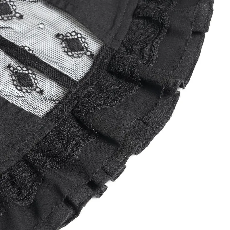 Frauen Goth Floral Lace Sheer Shirt