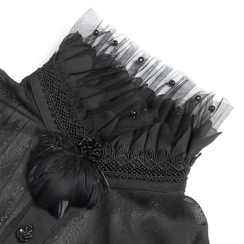 Frauen Goth Floral Lace Sheer Shirt