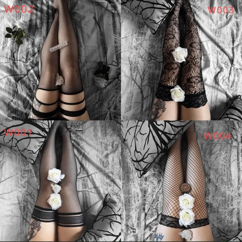 Damen Goth Netzstrumpfhose Strumpf Set