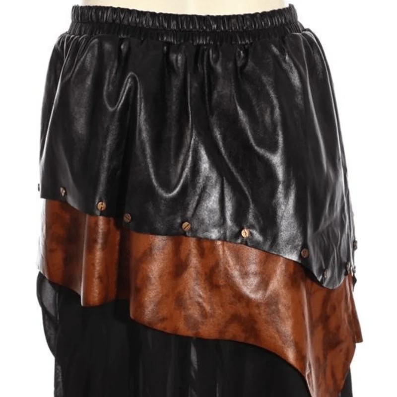 Abgestufter Damen-Rock aus Kunstleder und Steampunk-Netz