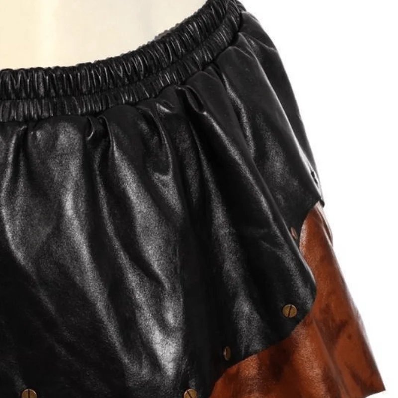 Abgestufter Damen-Rock aus Kunstleder und Steampunk-Netz