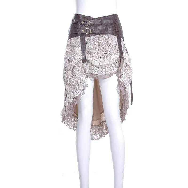 Frauen Steampunk Peplum Rock Mit Gürtel