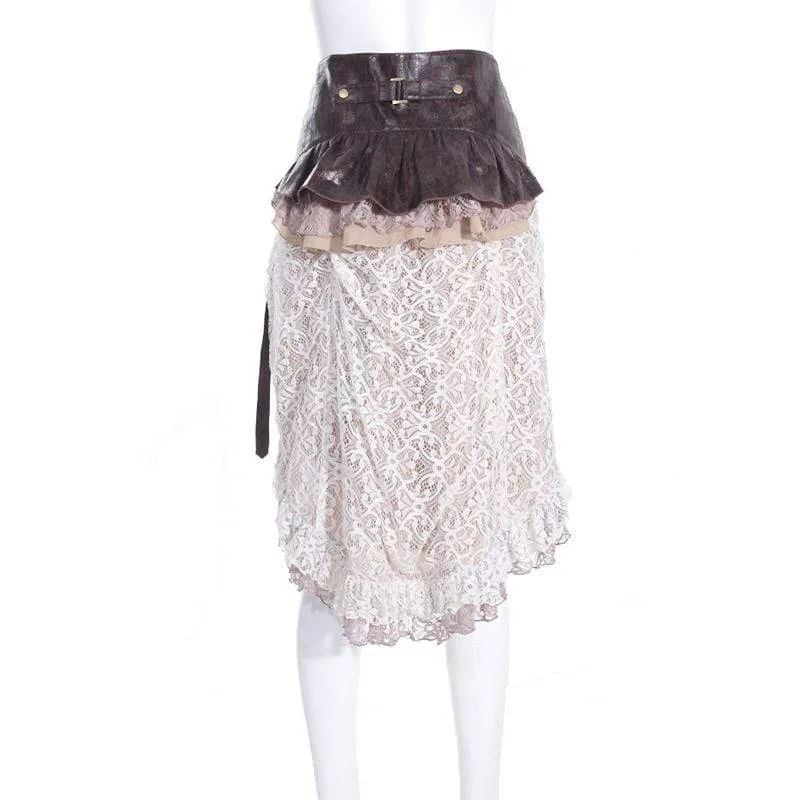 Frauen Steampunk Peplum Rock Mit Gürtel