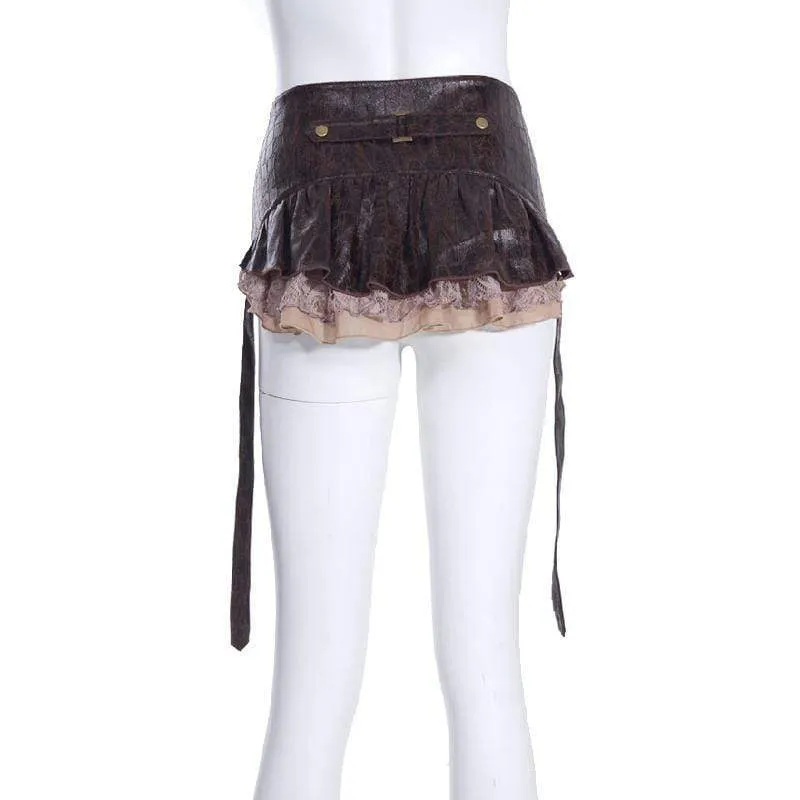 Frauen Steampunk Peplum Rock Mit Gürtel