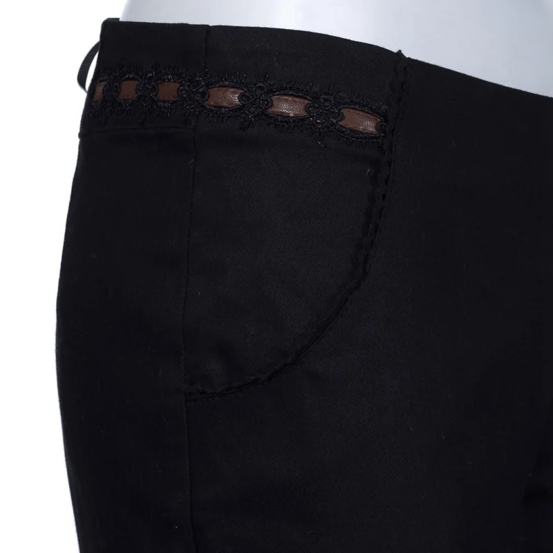Damen Kunstleder und Lace Steampunk Crop Pants