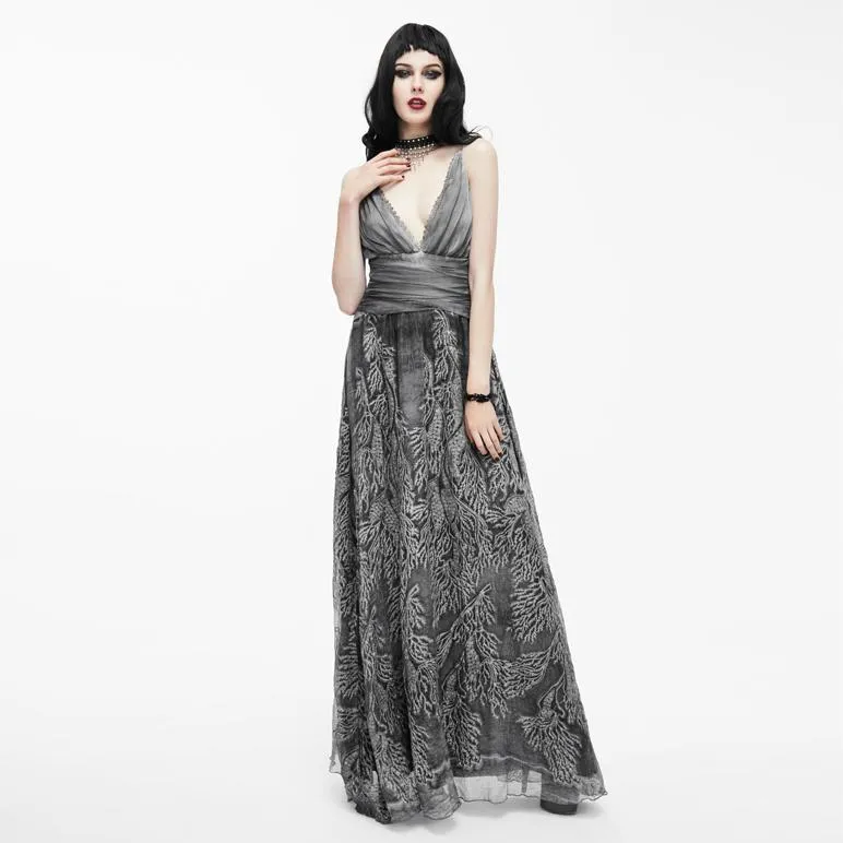 Atemberaubendes gotisches Brautkleid mit Stickerei für Damen