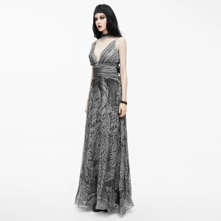 Atemberaubendes gotisches Brautkleid mit Stickerei für Damen