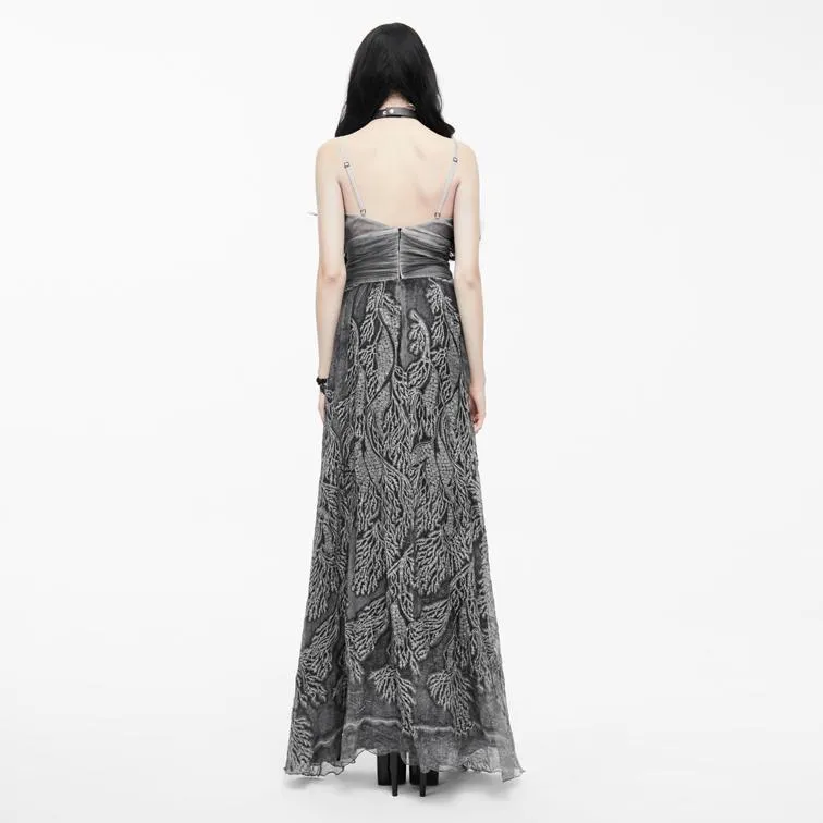 Atemberaubendes gotisches Brautkleid mit Stickerei für Damen