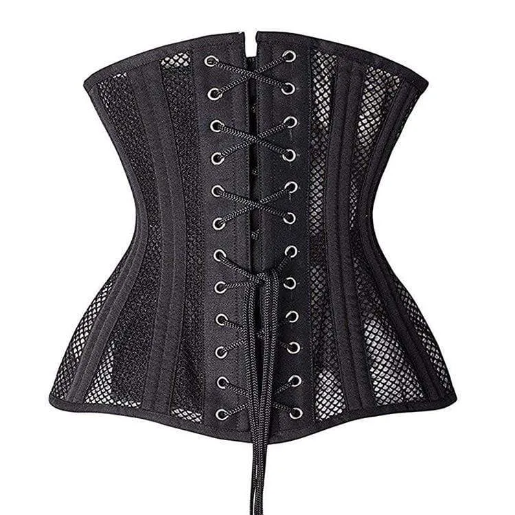 Damen Gothic Mesh 24-Stahlknochen Underbust Korsetts