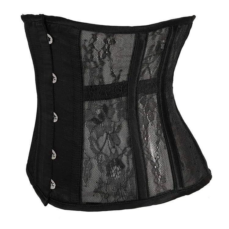 Damen Gothic 10-Stahlknochen Mesh Underbust Korsetts