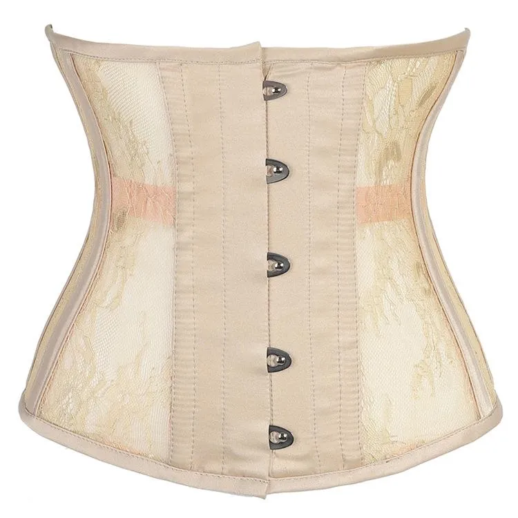 Damen Gothic 10-Stahlknochen Mesh Underbust Korsetts