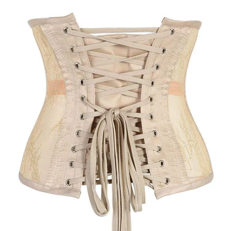 Damen Gothic 10-Stahlknochen Mesh Underbust Korsetts
