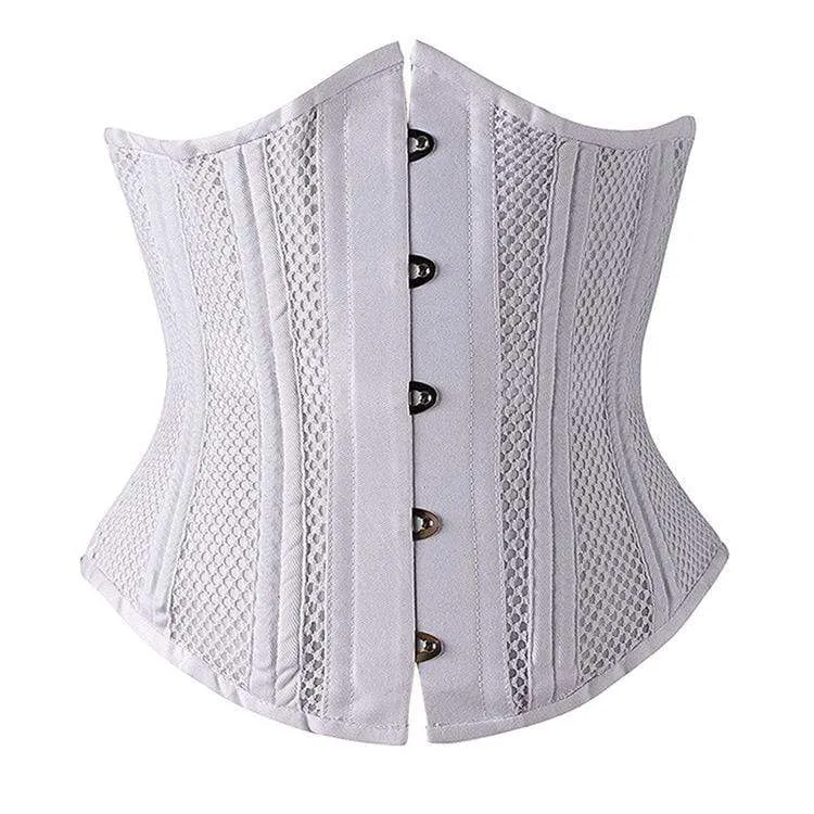 Damen Gothic Mesh 24-Stahlknochen Underbust Korsetts