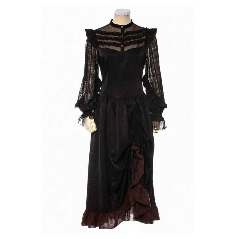 Frauen Goth Middy Länge Kleid