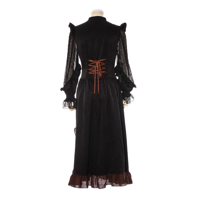 Frauen Goth Middy Länge Kleid