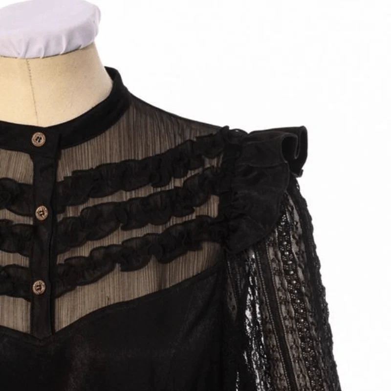 Frauen Goth Middy Länge Kleid