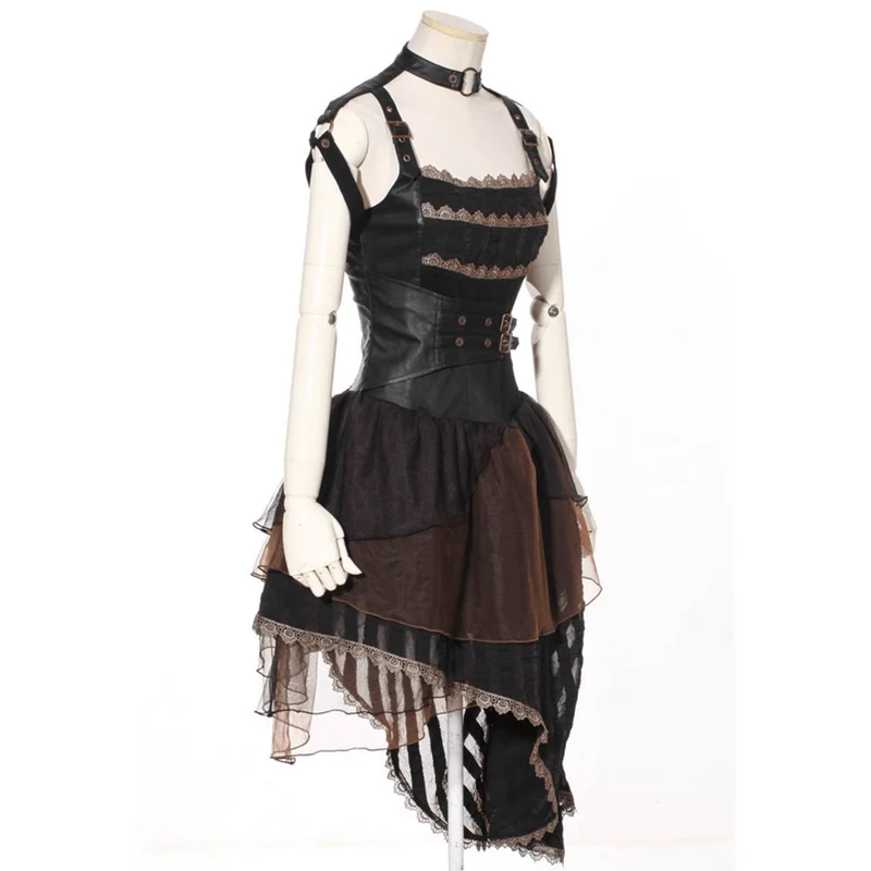 Asymmetrisches Steampunk-Kleid für Damen