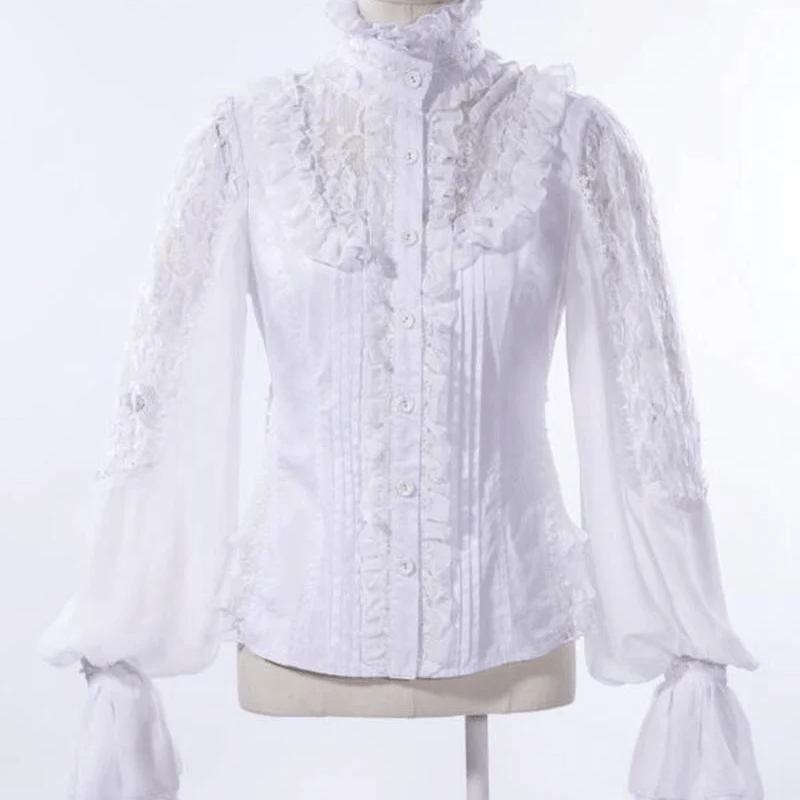 Vintage Rüschen voller Ärmel Shirt