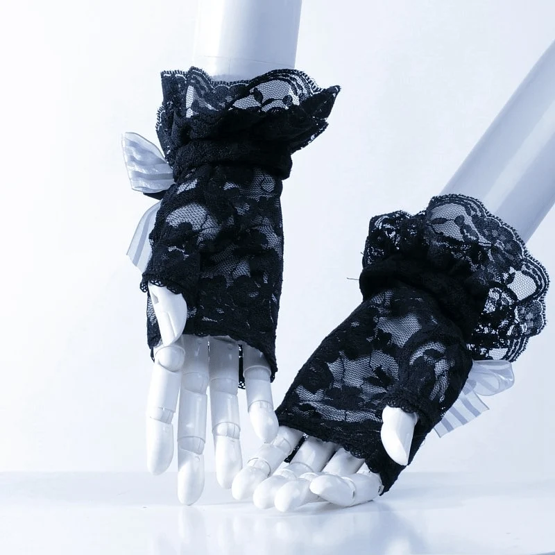 Vintage Cutaway Lace Handschuhe mit Schleife