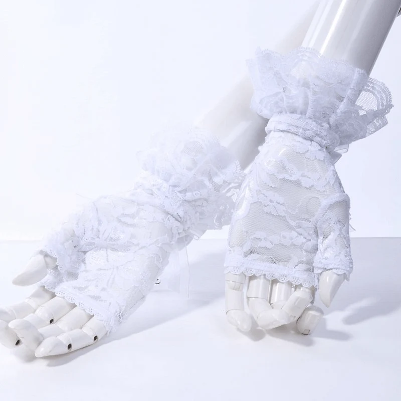 Vintage Cutaway Lace Handschuhe mit Schleife