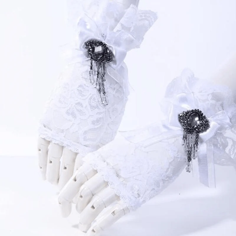 Vintage Cutaway Lace Handschuhe mit Schleife