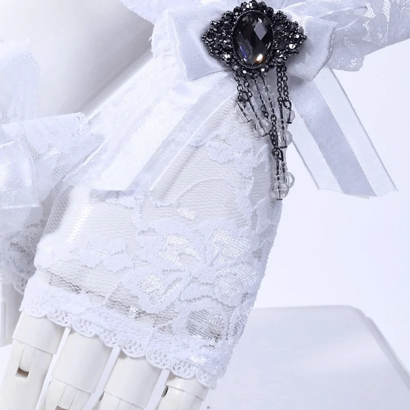 Vintage Cutaway Lace Handschuhe mit Schleife