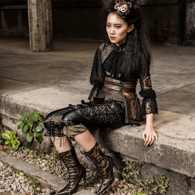 Steampunk Doppelgürtel mit Etui