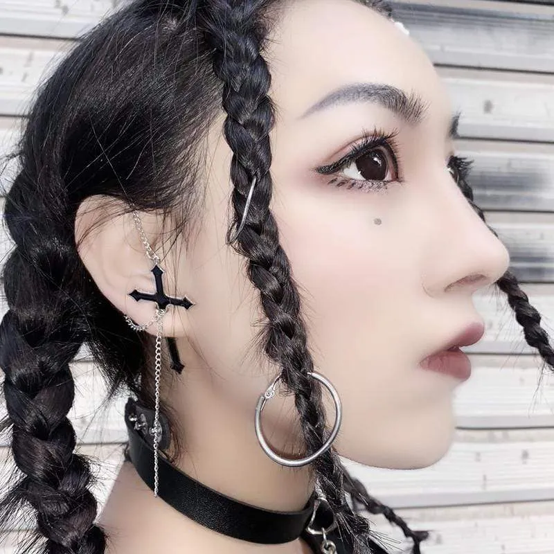 Gothic Cross Chain Ohrringe für Frauen
