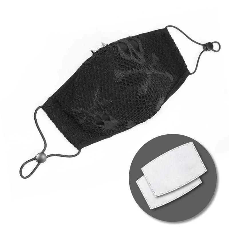 Unisex Gothic Skelenton Mesh Überlagerungsmasken mit Einweg-Filtereinsatz XNUMXer-Set