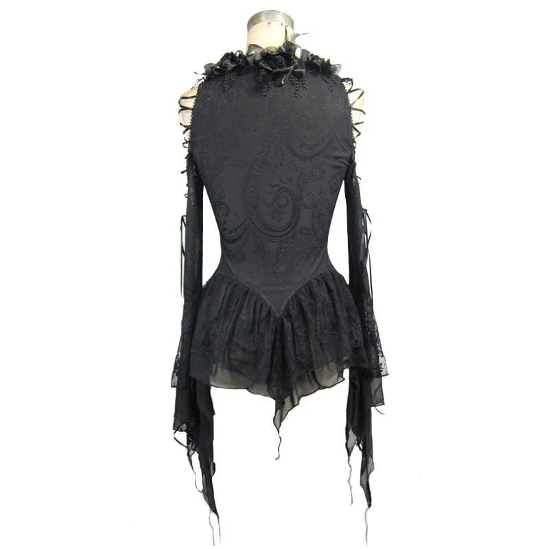 Frauen Vintage Goth volle Ärmel Top