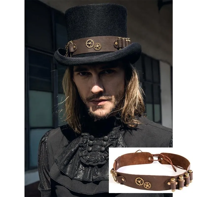 Herren Steampunk Bullet Kunstleder HatWear