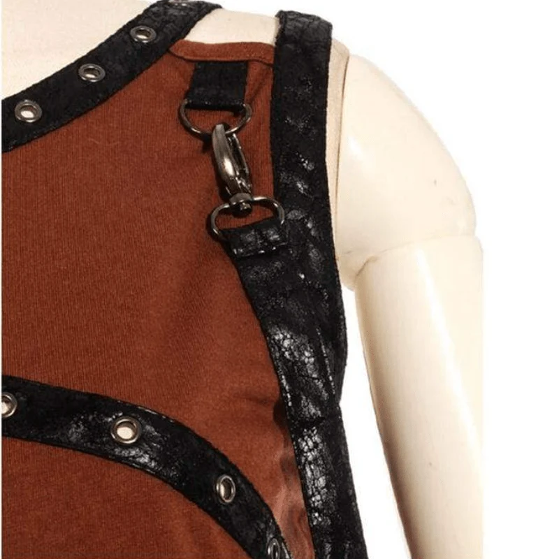 Damen SteamPunk Leder und Net Top