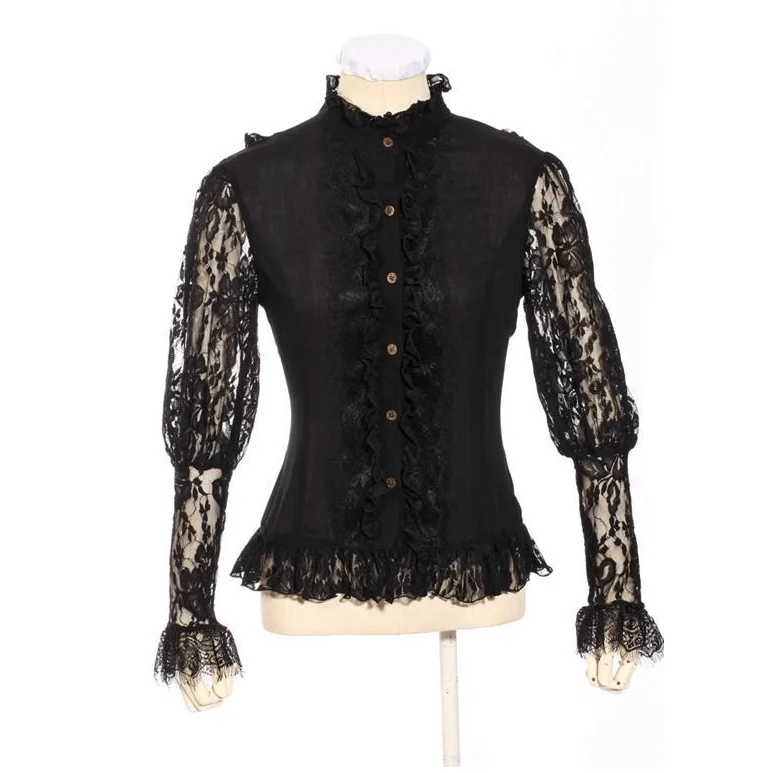 Damen Vintage Goth Steampunk Lace Top