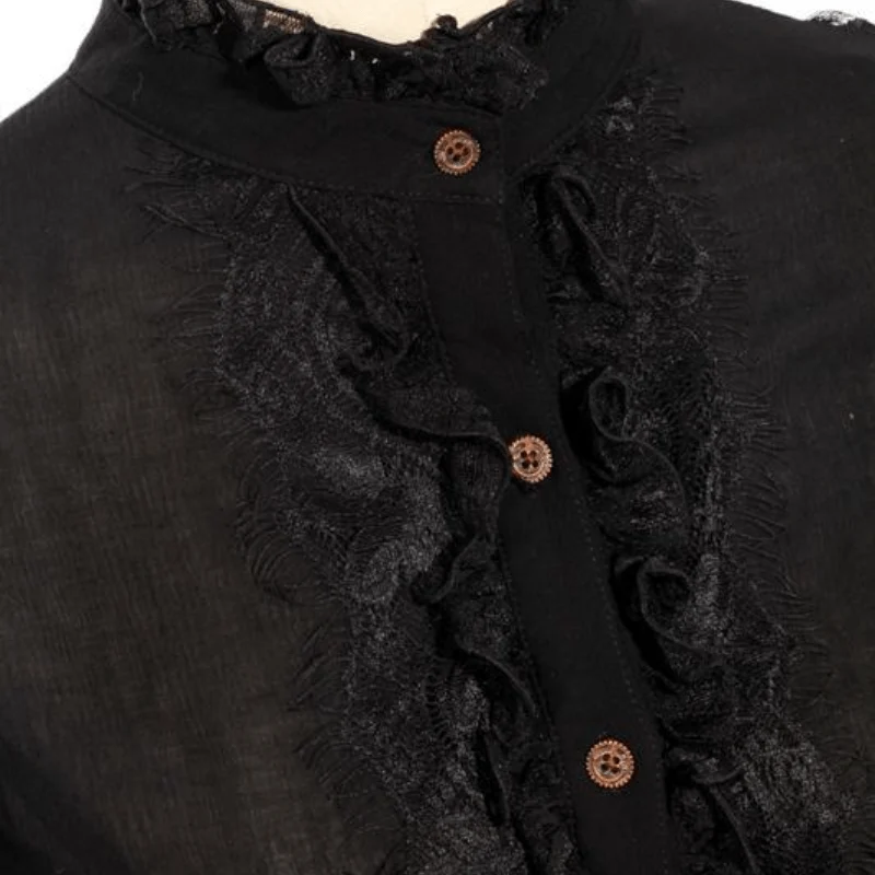 Damen Vintage Goth Steampunk Lace Top