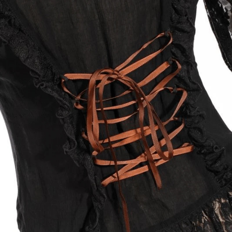 Damen Vintage Goth Steampunk Lace Top