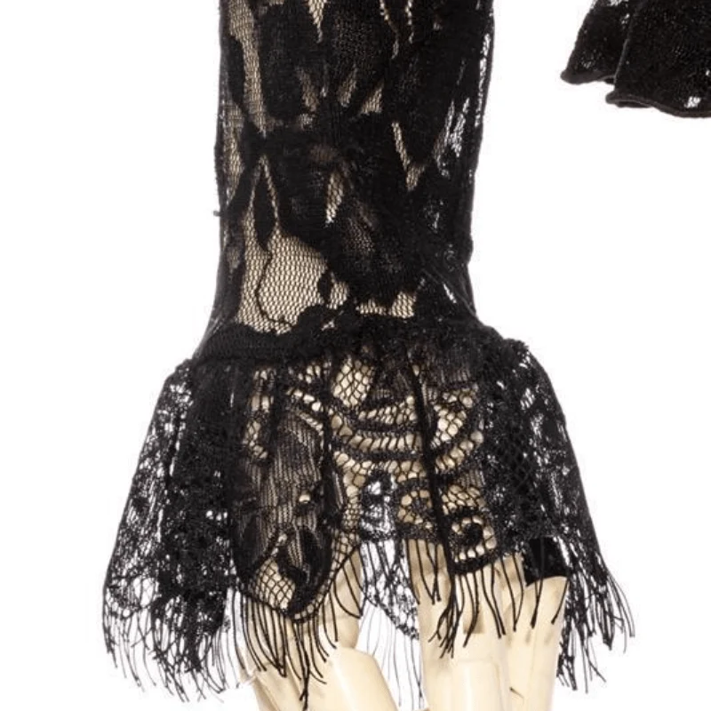 Damen Vintage Goth Steampunk Lace Top