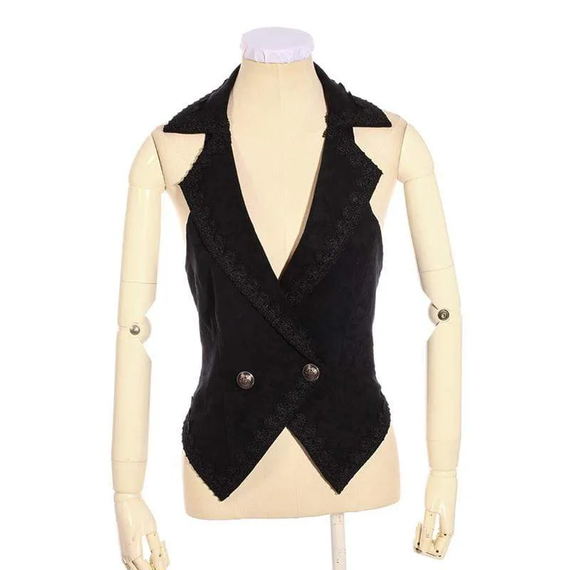 Damen Goth Weste mit Spitzenbesatz