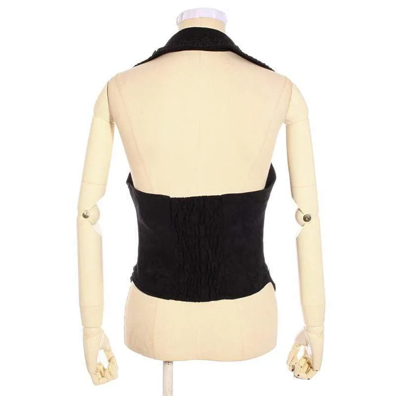Damen Goth Weste mit Spitzenbesatz