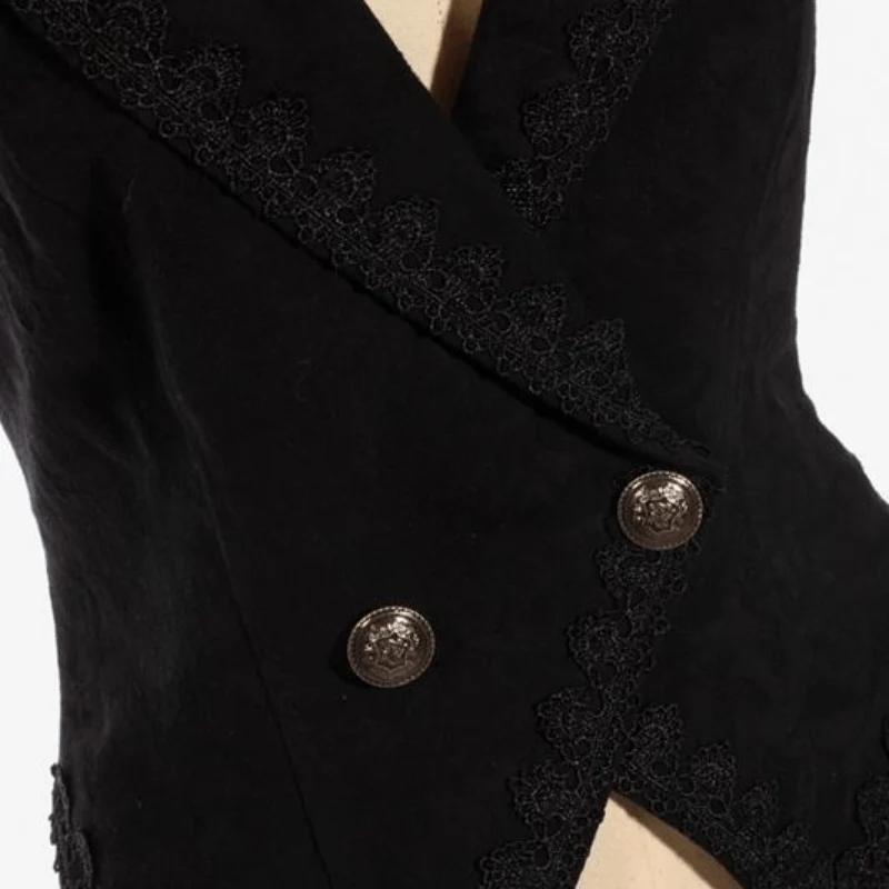Damen Goth Weste mit Spitzenbesatz