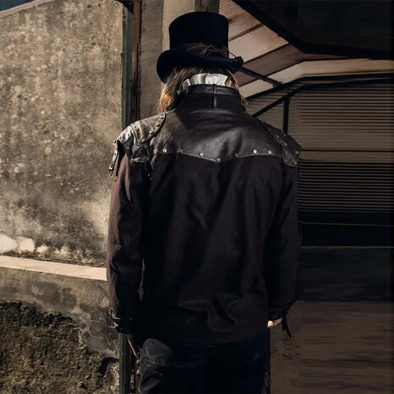 Steampunk Leder Epaulet Jacke