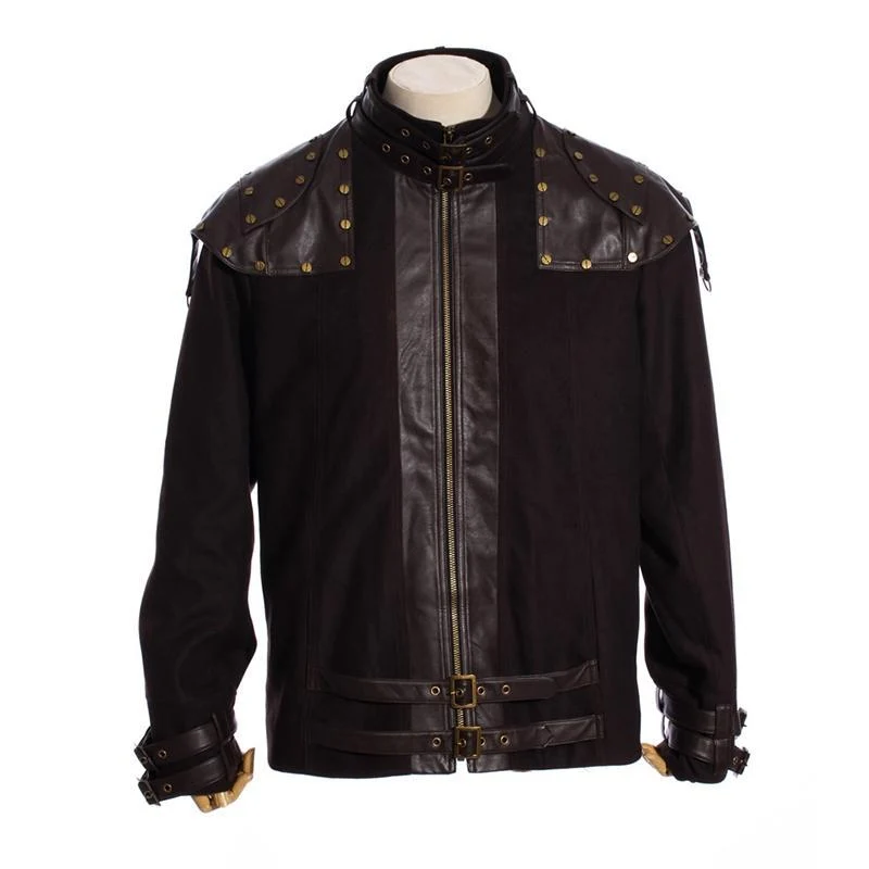 Steampunk Leder Epaulet Jacke
