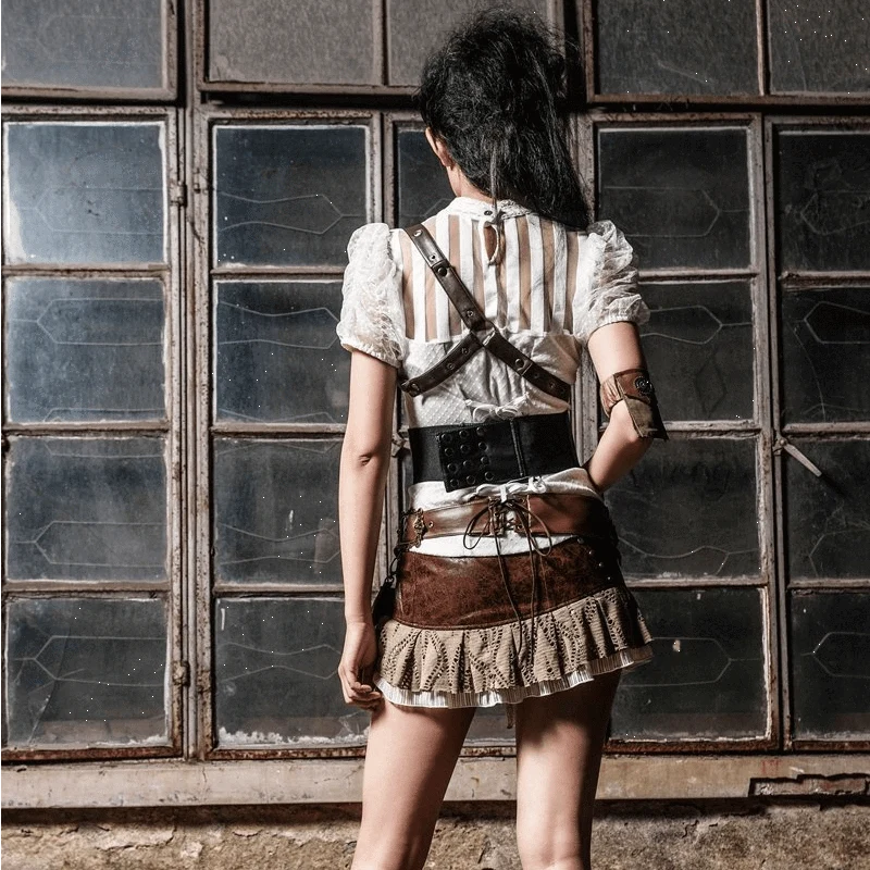 Steampunk kurzer Wickelrock mit Beutel