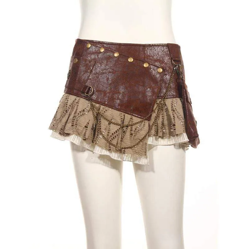 Steampunk kurzer Wickelrock mit Beutel