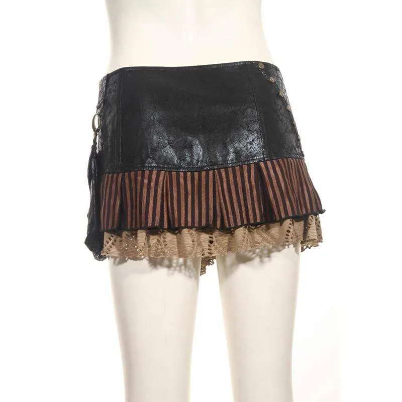 Steampunk kurzer Wickelrock mit Beutel