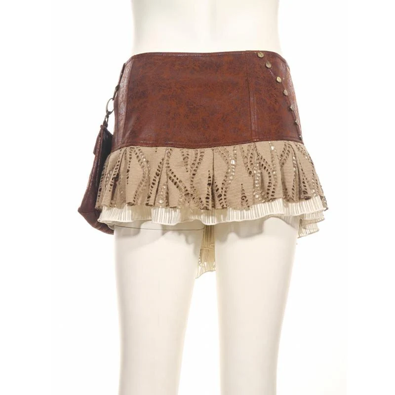 Steampunk kurzer Wickelrock mit Beutel