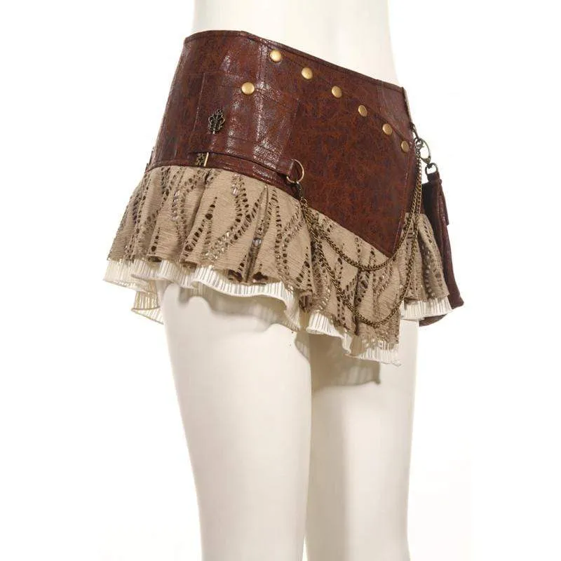 Steampunk kurzer Wickelrock mit Beutel