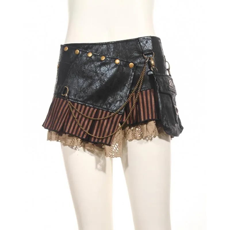 Steampunk kurzer Wickelrock mit Beutel